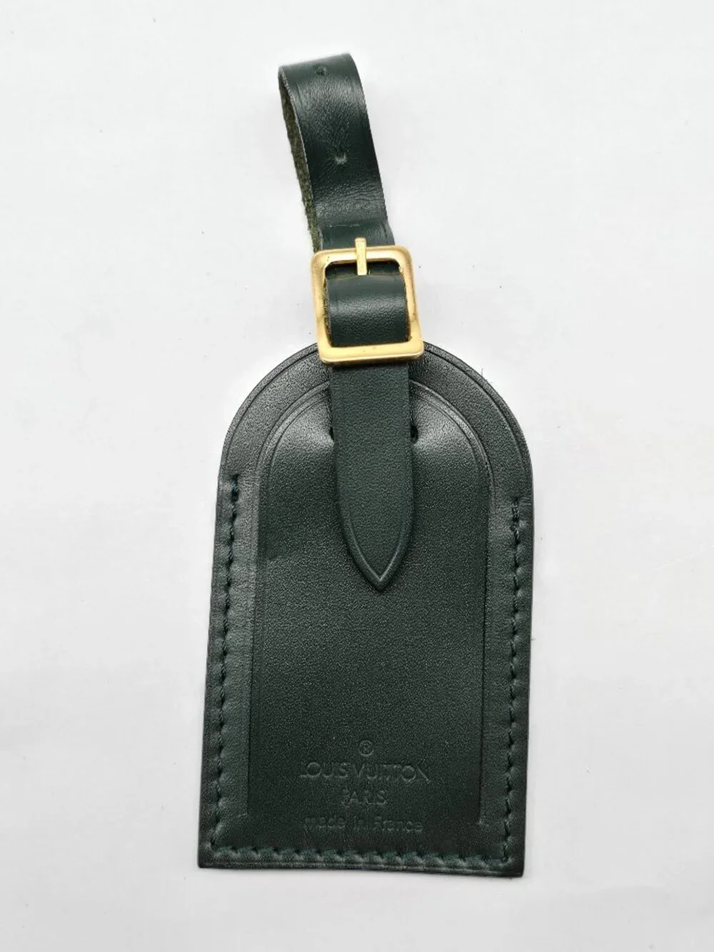 Authentic Louis Vuitton Black Leather Luggage Tag